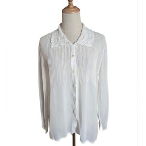 April Cornell For Comdi Trading White Sheer Blouse